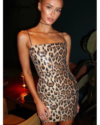 Short leopard sequin dress