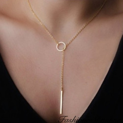 Circle and rod lariat necklace