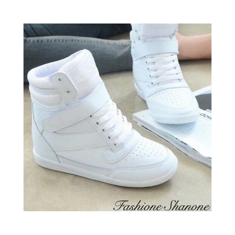 Lace up white wedge sneakers