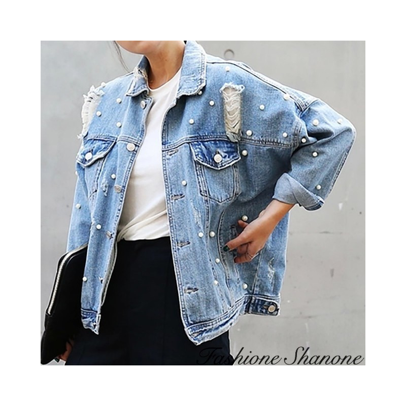 Fashione Shanone - Veste en jean perlé