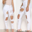 Fashione Shanone - Ripped white skinny jeans