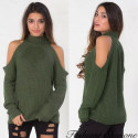 Fashione Shanone - Army green shoulder off sweater