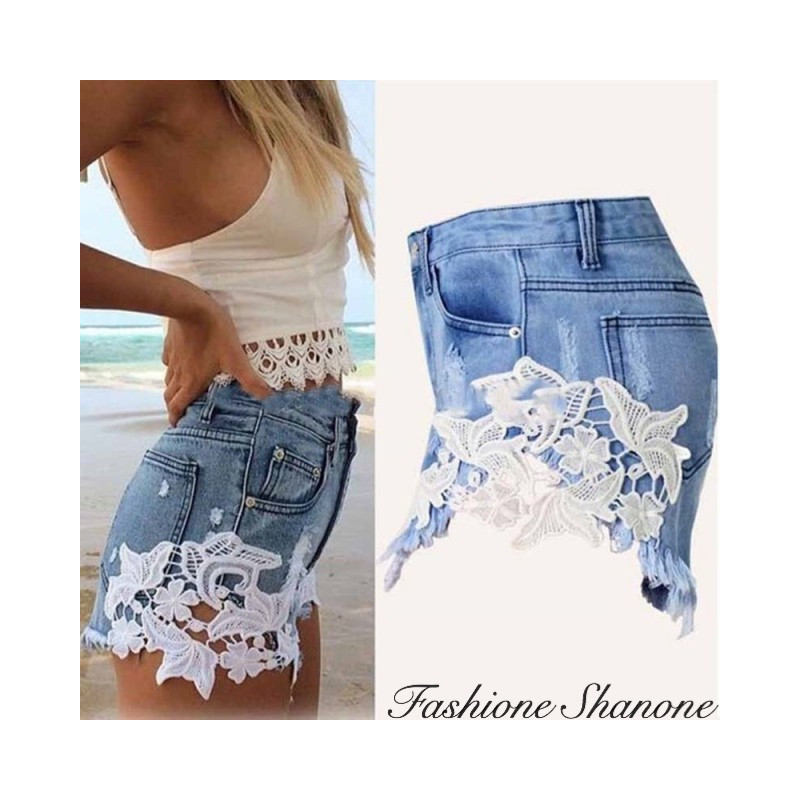 Fashione Shanone - Short en jean avec dentelle