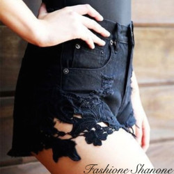 Fashione Shanone - Short en jean avec dentelle