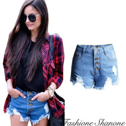 Fashione Shanone - Denim high waist shorts