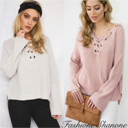 Fashione Shanone - Lace-up wide sweater