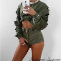 Fashione Shanone - Crop sweatshirt with holed sleeves