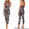 Fashione Shanone - Floral pants jumpsuit with choker neckline