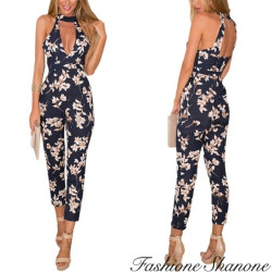 Fashione Shanone - Combinaison pantalon fleurie avec décolleté ras-du-cou