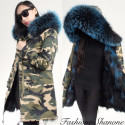 Fashione Shanone - Military long parka with fur hood