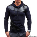 Sweatshirt with leather patchwork