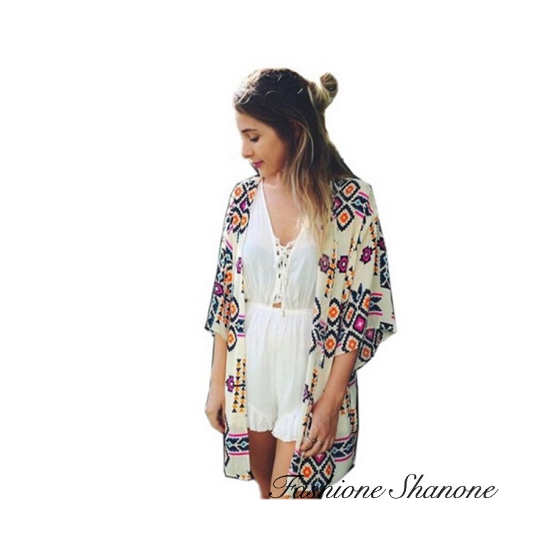 Fashione Shanone - Kimono à motifs géométriques