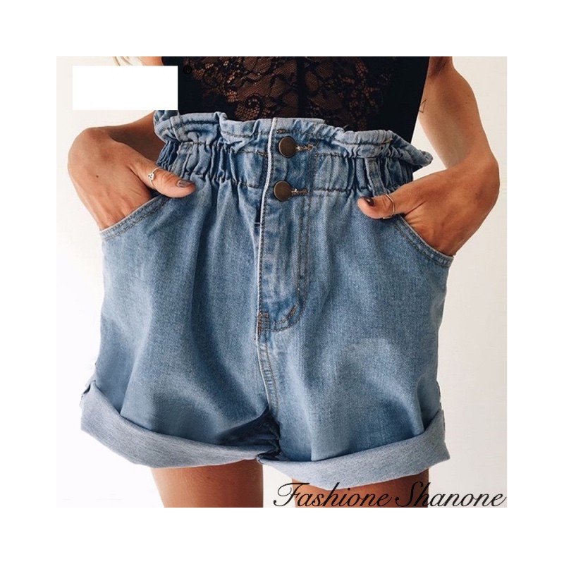 Fashione Shanone - Short en jean taille haute élastique