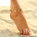 Bead and feathers ankle chain