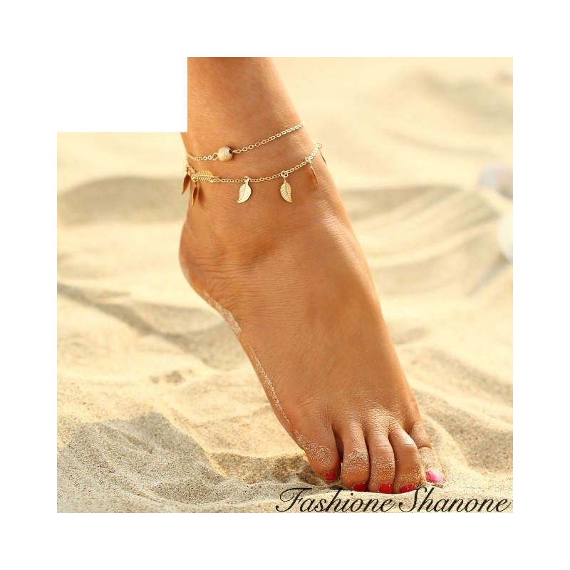 Fashione Shanone - Bead and feathers ankle chain