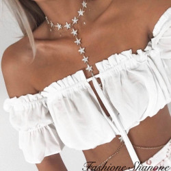 Fashione Shanone - Bardot neckline crop top