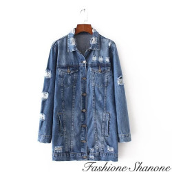 Fashione Shanone - Destroy denim long jacket
