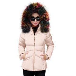 Fashione Shanone - Down coat with multicolor fur hood