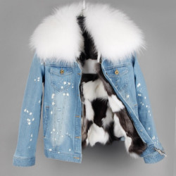Fashione Shanone - Manteau en jean avec fourrure