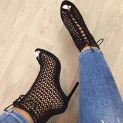Fashione Shanone - Lace up open ankle boots