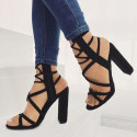 Cross straps heeled sandals