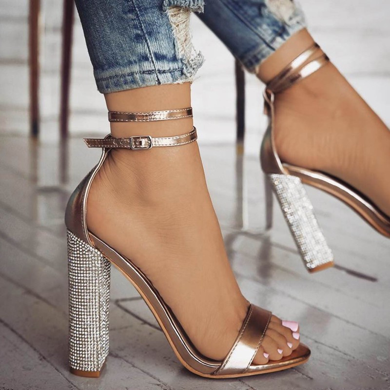 Diamond-5 Dressy Heels - Rose Gold Metallic - GLITTER FASHION