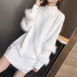 Fashione Shanone - Sweater dress with fur and pearls