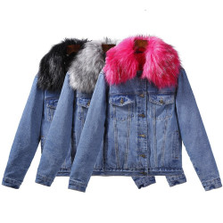 Fashione Shanone - Denim jacket with fur
