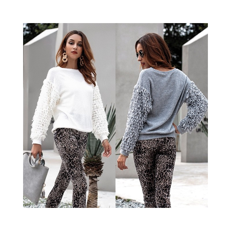 Fashione Shanone - Sweater with fringed long sleeves
