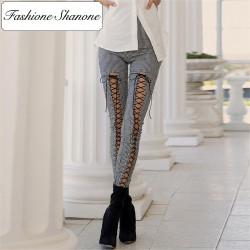 Fashione Shanone - Lace up gingham trousers