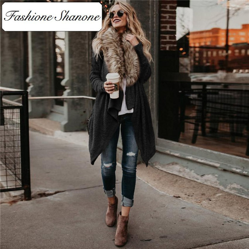 Fashione Shanone - Mid-length cardigan with fur