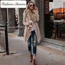 Fashione Shanone - Mid-length cardigan with fur