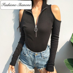 Fashione Shanone - Long sleeves t-shirt with off shoulders