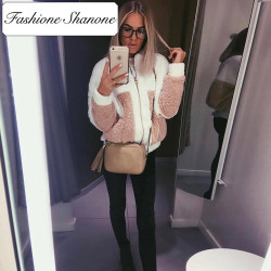 Fashione Shanone - White and pink fleece jacket
