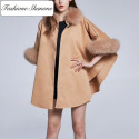 Beige cape with fur