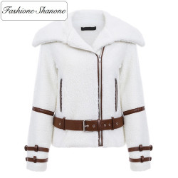 Fashione Shanone - Manteau blanc en laine d'agneau