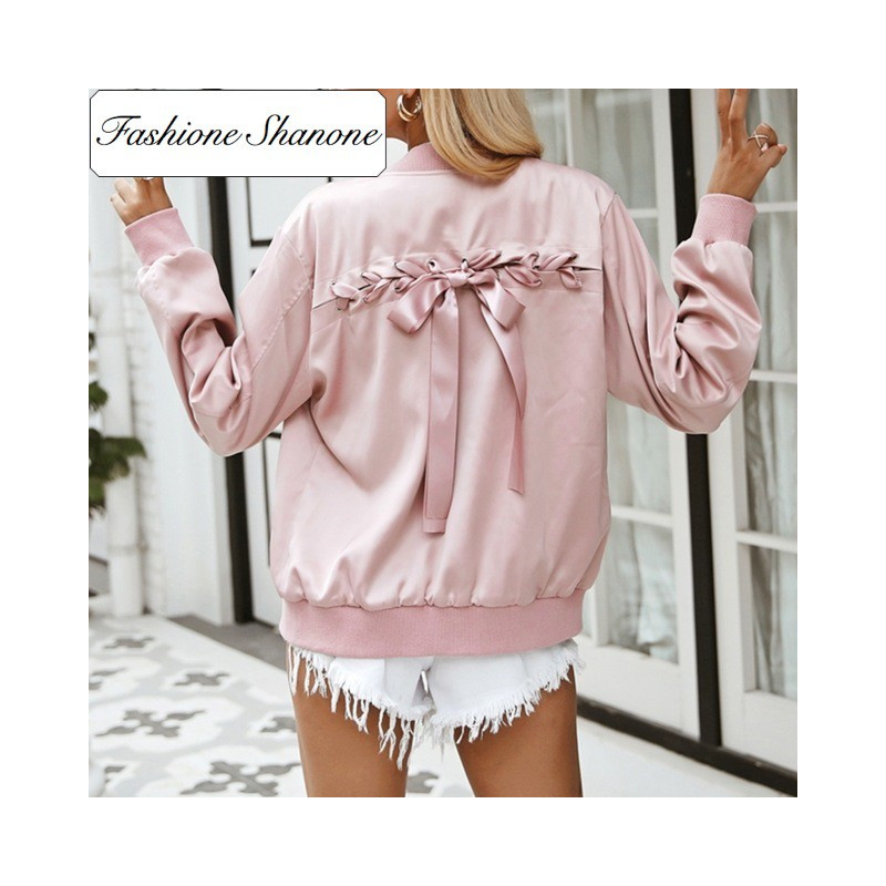 Fashione Shanone - Pink satin bomber