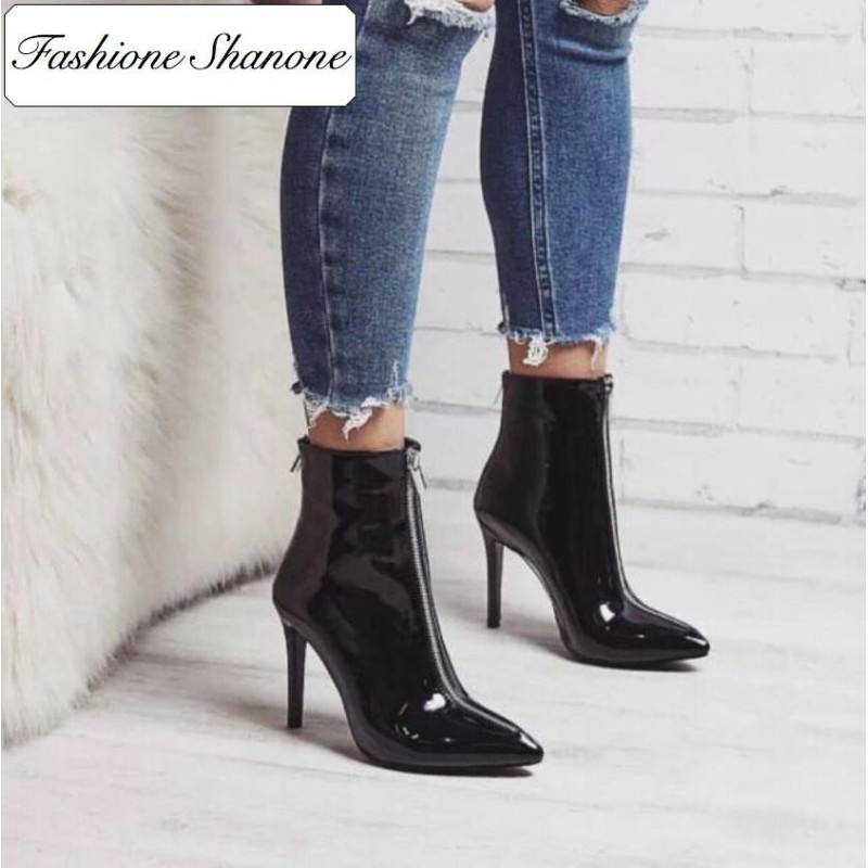 Fashione Shanone - Patent boots with zipper
