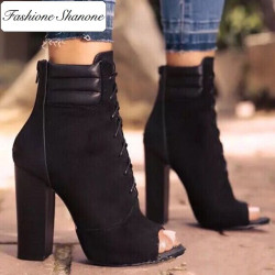 Lace up peep toe ankle boots
