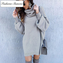 Fashione Shanone - Turtleneck wide sweater dress