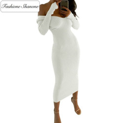 Fashione Shanone - Longue robe pull avec décolleté plongeant