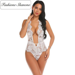 Fashione Shanone - Lace plunging neckline bodysuit