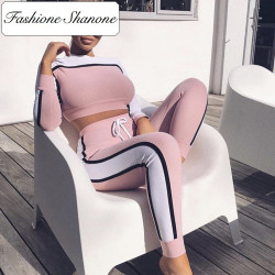 Fashione Shanone - Ensemble sportswear crop top et pantalon