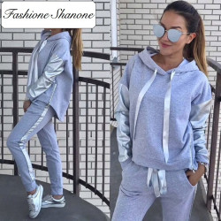 Fashione Shanone - Bi-material pants and hoodie tracksuit