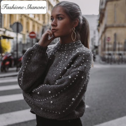 Fashione Shanone - Grey sweater with pearls