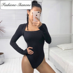 Fashione Shanone - Long sleeves black bodysuit