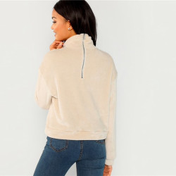 Fashione Shanone - High neck fur sweatshirt
