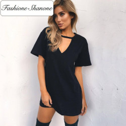 Fashione Shanone - Limited stock - Plunging neckline T-shirt dress