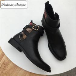 Fashione Shanone - Limited stock - Ankle boots with plaid patchwork