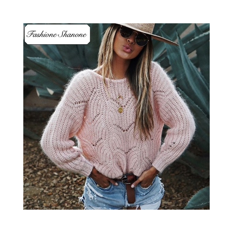 Fashione Shanone - Limited stock - Pink sweater with wide neckline